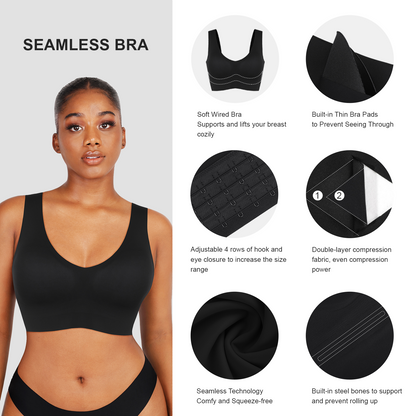 Isabella V-Neck Seamless Bust Support Bra
