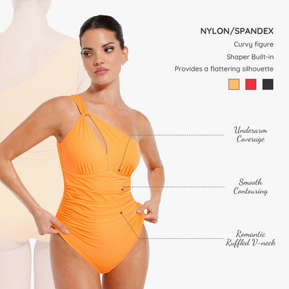 Elena One Shoulder Ruched Support Swimsuit
