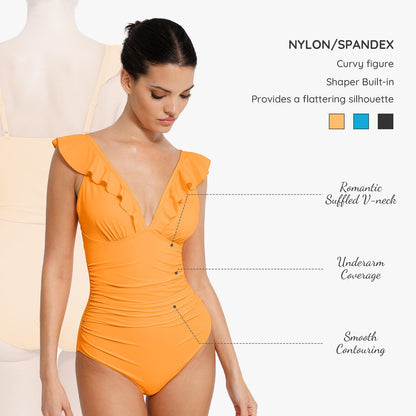 Sienna Slimming Lace-Up V-Neck Swimsuit
