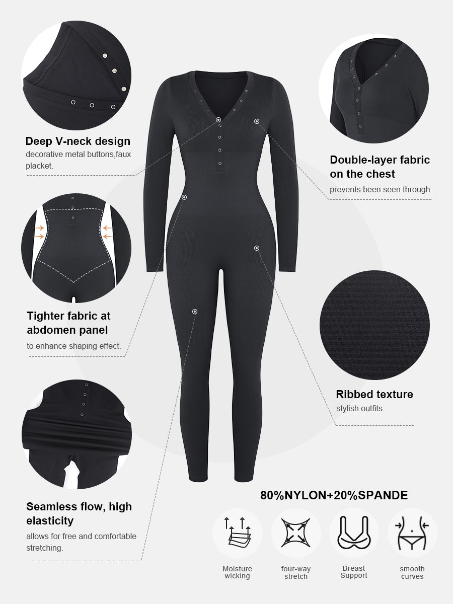 Rosalia Slimming V-Neck Stretch Jumpsuit