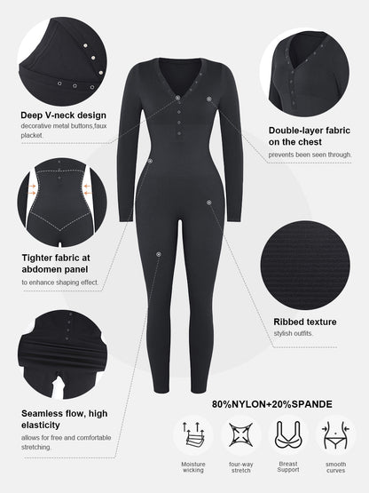 Rosalia Slimming V-Neck Stretch Jumpsuit