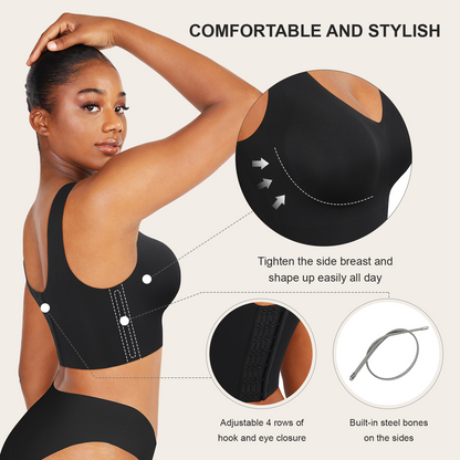 Isabella V-Neck Seamless Bust Support Bra