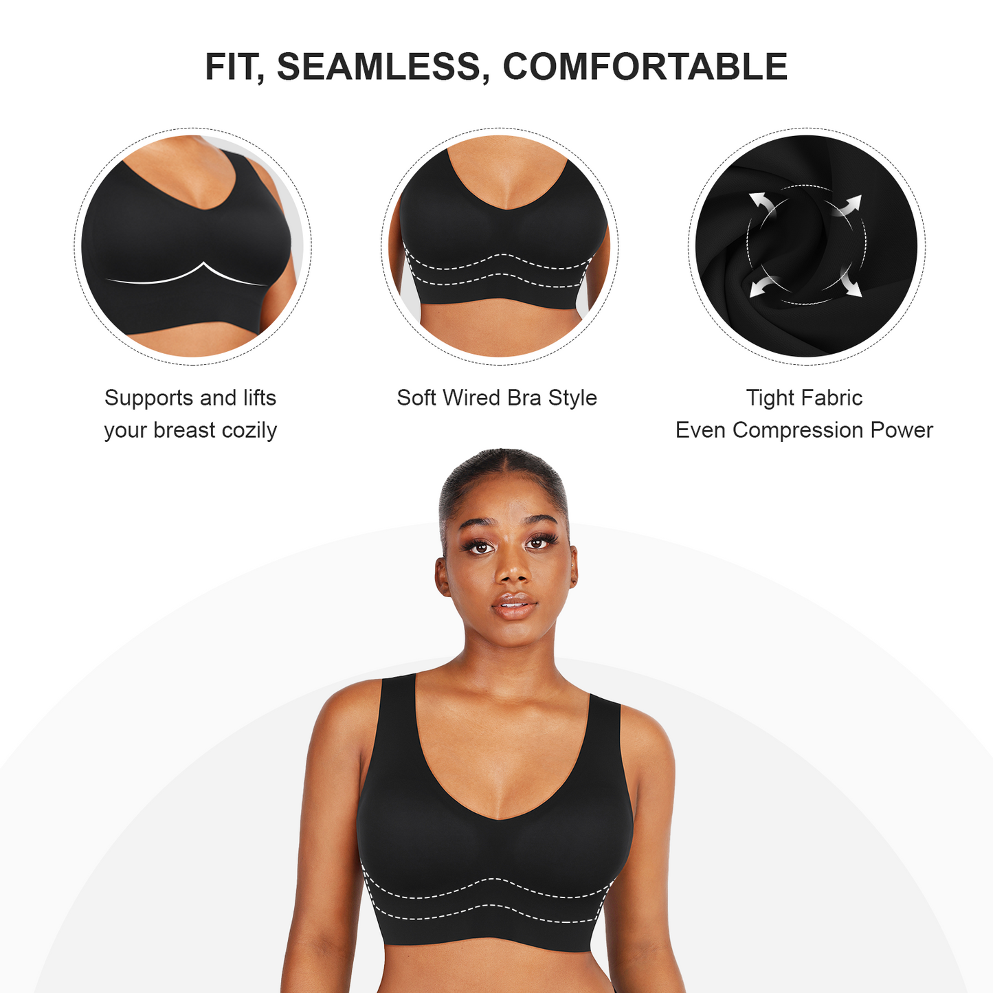 Isabella V-Neck Seamless Bust Support Bra