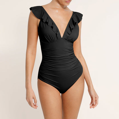 Sienna Slimming Lace-Up V-Neck Swimsuit