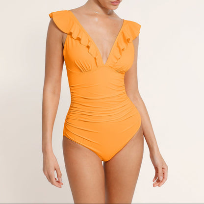 Sienna Slimming Lace-Up V-Neck Swimsuit